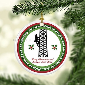 Female Tower Technician Climber Technician Christmas Tree Ornament - Gift for Women Cell Tower Climbers