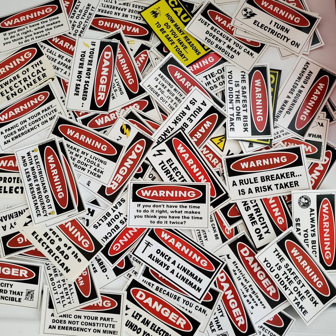 100 Pc Assorted Party Stickers Assortment for Linemen, Electricians ...