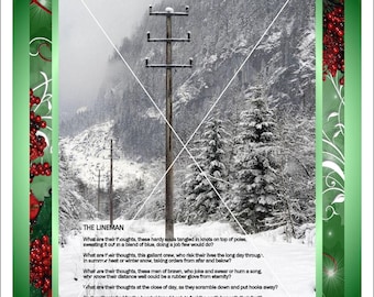 PACK OF 10: Power Lineman Christmas Greeting Cards-Paul Harvey Commentary. Utility Company's, Electric Cooperatives & Electrical Contractors