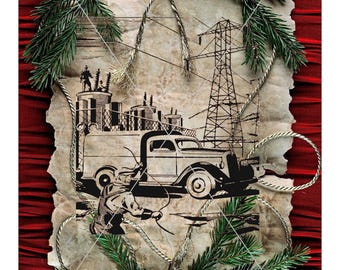 PACK OF 10: "Transmission Line Cowboys" Linemen Christmas Greeting Cards -Utility Company's, Electric Cooperatives, Electrical Contractors.