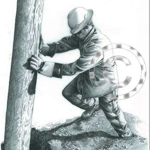Choice of Three Power Lineman Pencil Drawings - Prints. Drawn by a Lineman!