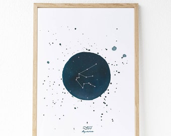 Constellation prints (Capricorn - Aquarius - Pisces - Aries) | Zodiac sign |Constellations watercolors | Astrology gift idea