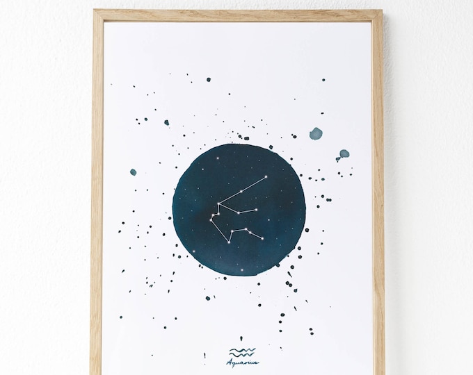 Constellation prints (Capricorn - Aquarius - Pisces - Aries) | Zodiac sign |Constellations watercolors | Astrology gift idea