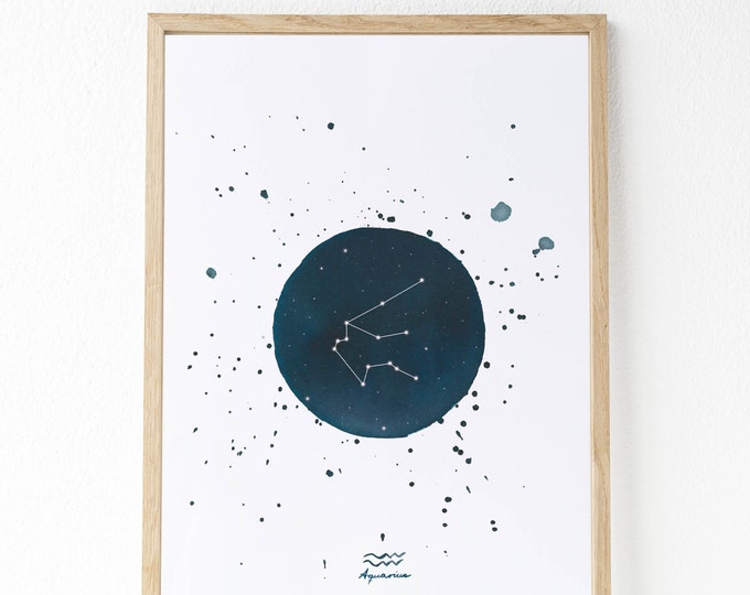 Sterrenbeelden : Sterrenbeelden gemaakt met aquarellen De constellaties van de folie Astrologie illustratie origineel giftidee