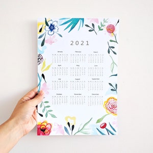 2021 Calendar, 2021 wall calendar, calendar 2021, floral calendar 2021, new year gift, 2021 botanical calendar, stationery 2021 CALENDAR image 3