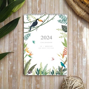 Wall calendar 2024, Planner 2024, 2024 Calendar, Holiday gif for her, floral calendar 2024, new year gift, 2024 botanical calendar.