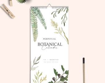 Ewiger Geburtstagskalender. Ewiger botanischer Kalender. Botanischer Wandkalender. Geschenkidee.