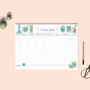 Weekly planner printable Desk Planner Watercolor Planner Pdf weekly planner A4 and letter size Instant download. Botanical planner image 1