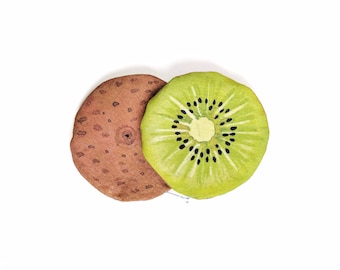 KIWI : Tropical purse, Summer bag, kiwi purse, kiwi fan, vanity case,  funny gift idea, kiwi case, tropical fruit case fan.