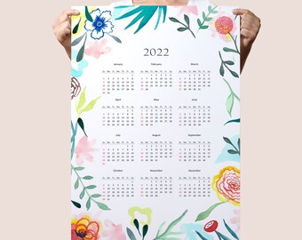 2021 Calendar, 2021 wall calendar, calendar 2021, floral calendar 2021, new year gift, 2021 botanical calendar, stationery 2021 CALENDAR