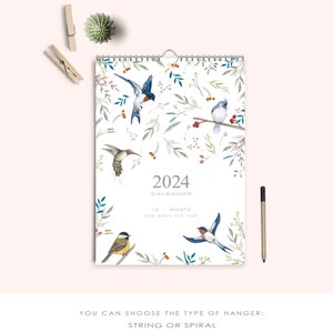 Calendario 2024, 2024 calendario, calendario de pared 2024, regalo para año nuevo 2024, papelería 2024, calendario floral de pared. imagen 3