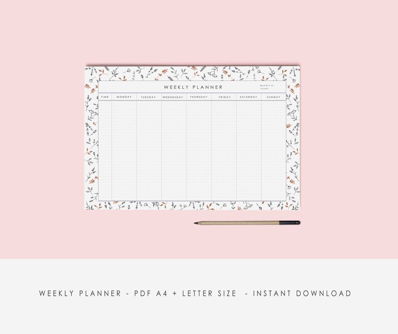 Weekly planner printable Desk Planner 2020 Weekly Planner Pdf Weekly planner A4 and letter size Instant download. image 3