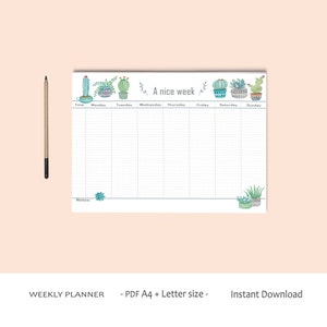 Weekly planner printable Desk Planner Watercolor Planner Pdf weekly planner A4 and letter size Instant download. Botanical planner 画像 3