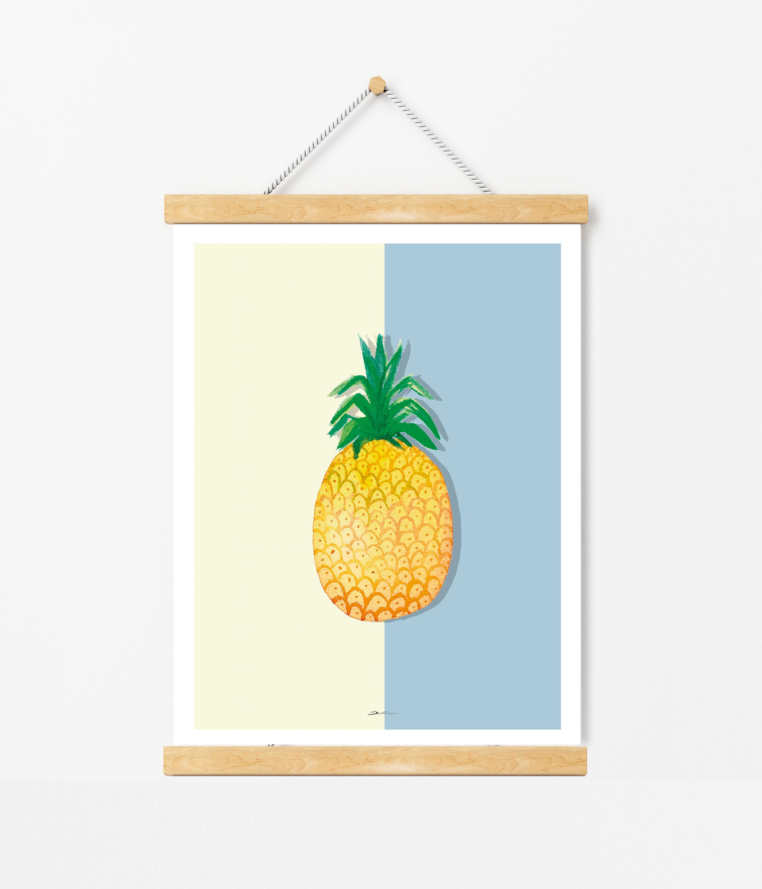 Feuille d'ananas, Décoration de Cuisine, Affiche Illustration Tropicale, Feuilles Fruits, Décor Mini