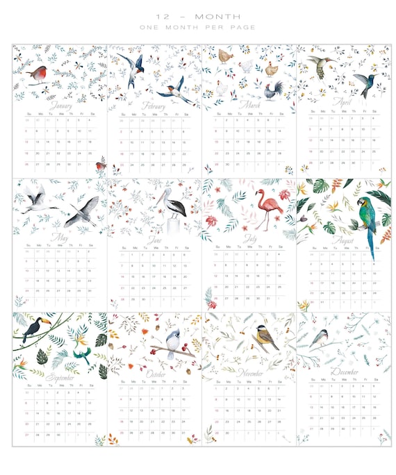 Wall Calendar 2024, Planner 2024, 2024 Calendar, Holiday Gif for Her,  Floral Calendar 2024, New Year Gift, 2024 Botanical Calendar. 
