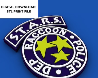 STARS, Raccoon Police dept, logo, prop, replica, STL File for 3D Printing