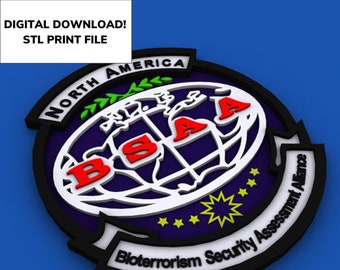 Resident Evil 5, BSAA Logo, STL file for 3D Printing