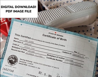 Printable Things, Eleven, Birth Certificate, Prop Replica, Digital Download