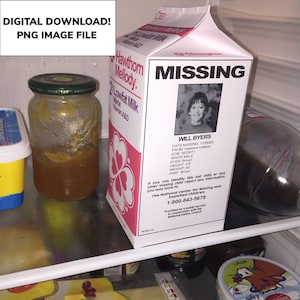 Stranger Things, Missing, Milk Carton ,Printable Party Favour