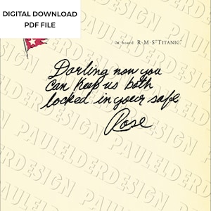 Titanic, Roses Note, Prop Replica, PDF Vector, Digital Download