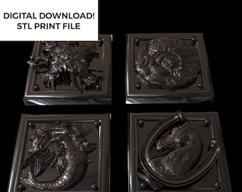 Resident Evil Village, Rose Flask, Crest Lids upgrade 4 x STL files for 3D Printing, Digital Download