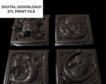 Resident Evil Village, Rose Flask, Crest Lids upgrade 4 x STL files for 3D Printing, Digital Download