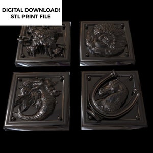 Resident Evil Village, Rose Flask, Crest Lids upgrade 4 x STL files for 3D Printing, Digital Download