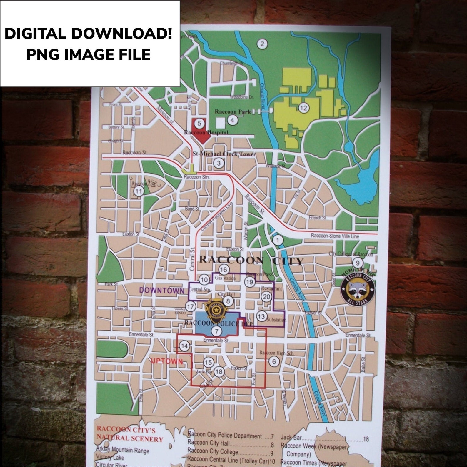 Map of Raccoon City Digital Download | Etsy