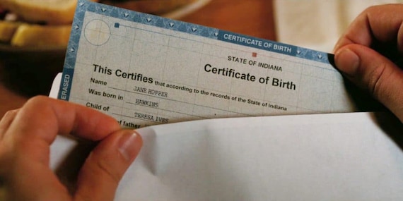 stranger things eleven birth certificate prop replica etsy replica birth certificate