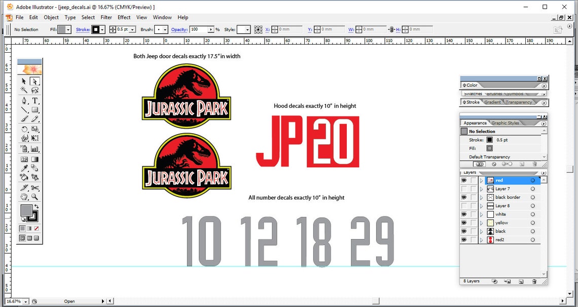 Jurassic Park Jeep Wrangler Decals Accurate Artwork PDF and AI Etsy