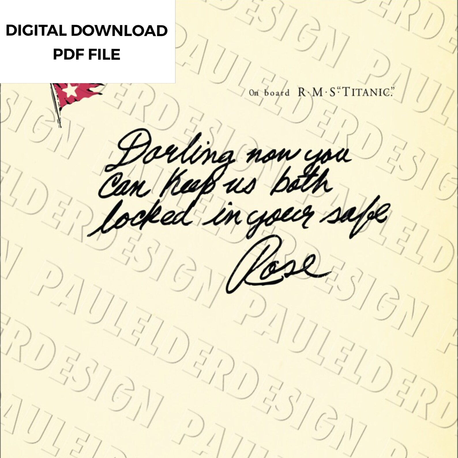 Titanic Roses Note Prop Replica PDF Vector Digital Etsy