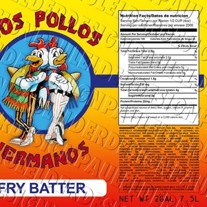 BB, Los Pollos, Fry Batter Bucket Label, PDF, Digital Download + Bonus cup label