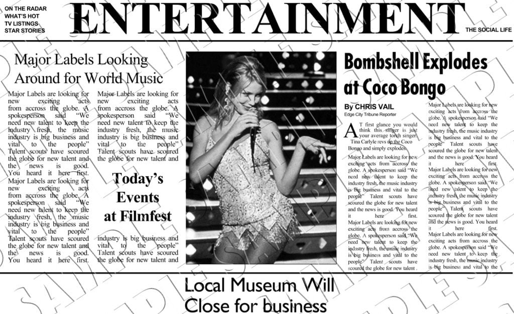 マスク、ココ・ボンゴ、新聞の切り抜き、レプリカ小道具、PDF