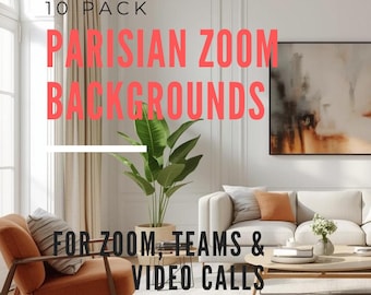 8 Parisian Living Room Zoom Background | Elegant Minimalist Background | Cozy Bright Virtual Background | Aesthetic Video Call Background