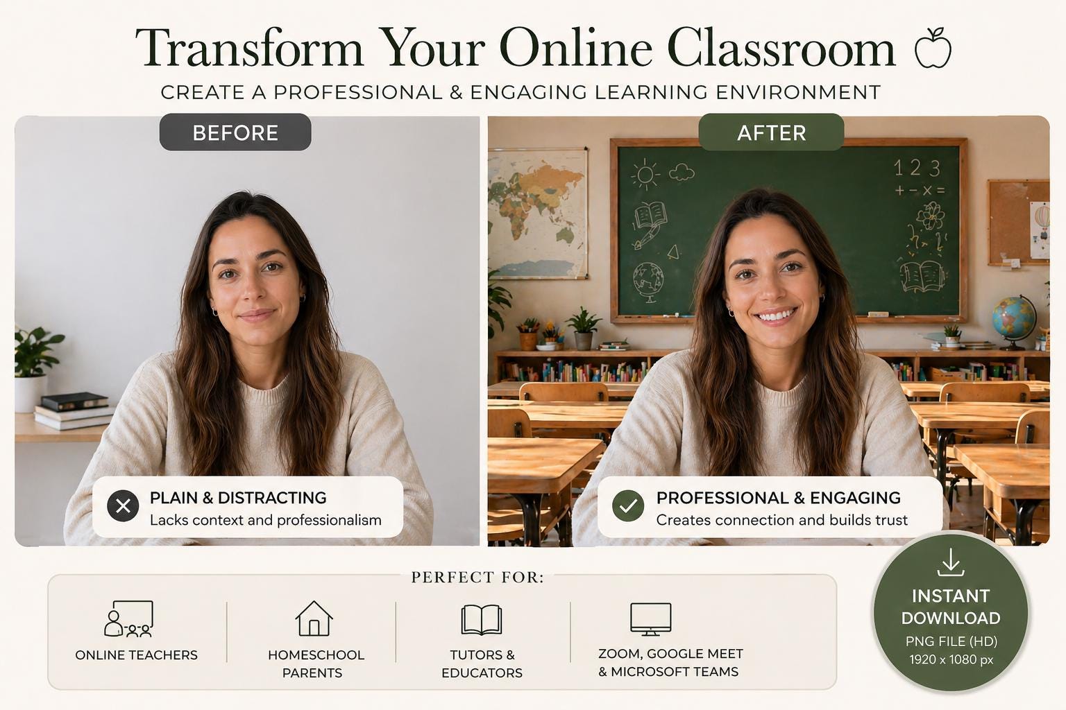 Teacher Zoom Background | Virtual Classroom Background | Online ...