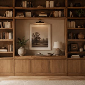 Warm Bookshelf Virtual Background for Zoom | Cozy Library Office Background | Professional Video Call Backdrop | Blurred Version Included