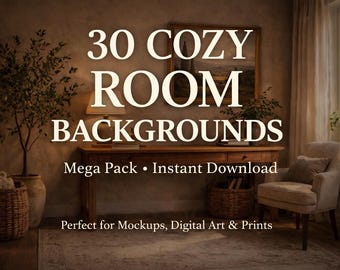30 Cozy Virtual Backgrounds - Neutral Room Backgrounds for Zoom, Teams & Video Calls, Aesthetic Home Office Background Bundle