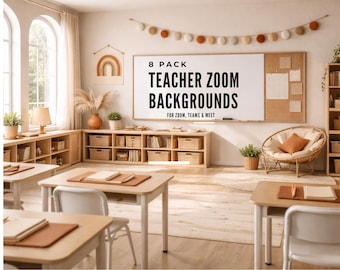 Teacher Zoom Background, Virtual Classroom Background, Soft Sage Classroom Backdrop, Google Meet Video Call Background