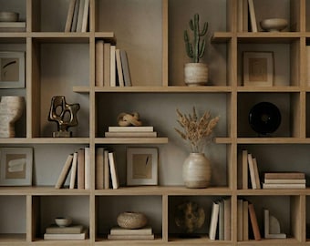 Luxury Bookshelf Background for Zoom, Warm Neutral Office Background, Elegant Home Office Backdrop, Professional Video Call Background