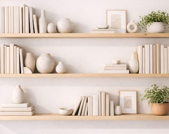 Minimal Bookshelf Virtual Background for Zoom, Neutral Home Office Background, Elegant Shelf Decor Backdrop, Video Call Background