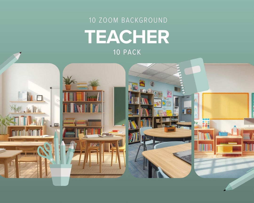 Teacher Zoom Backgrounds | Virtual Classroom Background Pack | Online