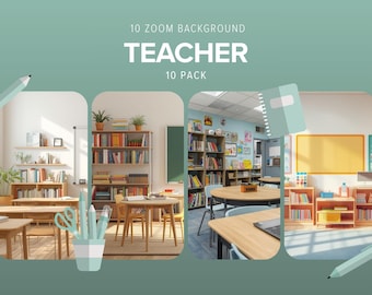 Teacher Zoom Backgrounds | Classroom Virtual Background Pack | Online Teaching Background | Cozy Classroom | Google Meet Teacher Background