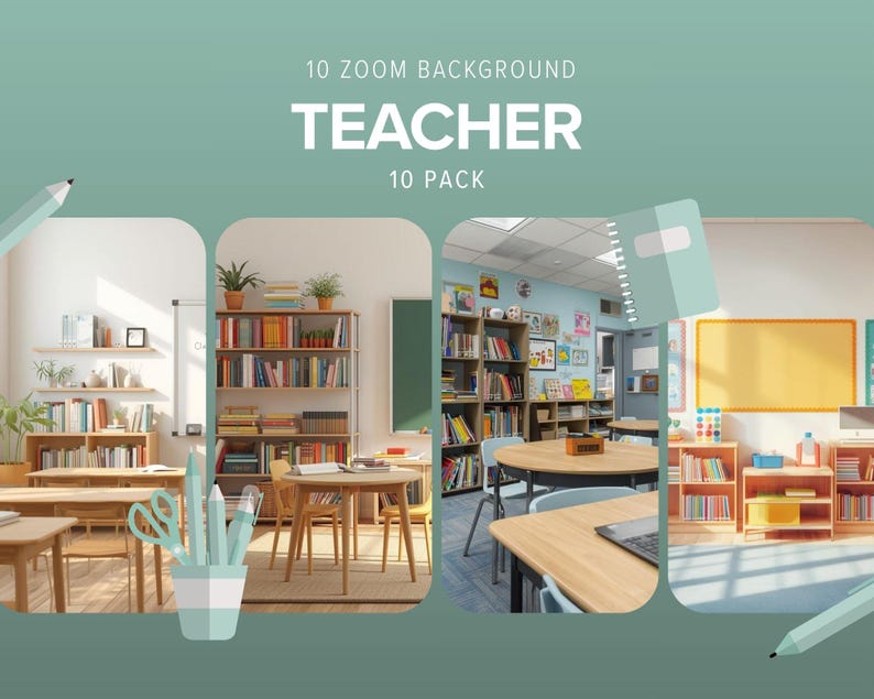 Teacher Zoom Backgrounds | Classroom Virtual Background Pack | Online ...