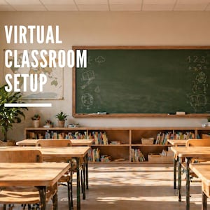 Teacher Zoom Background | Virtual Classroom Background | Online Teaching Setup | Google Meet Classroom | Homeschool Background