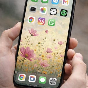 Desktop Wallpaper, Spring Floral Wallpaper, Pastel Computer Background, Pink Wildflower Wallpaper, Multiple Sizes Digital Download