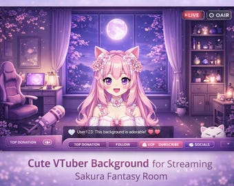 VTuber Background | Cute Sakura Fantasy Room | Virtual Stream Background