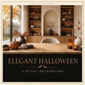 Mysig höstbakgrund för hemmakontor | Elegant Halloween Zoom-bakgrund | Varm höstarbetsplats | Professionell mötesbakgrund