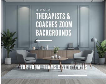 8 Zoom Background for Therapists and Coaches | 4k Calm Minimal Office Virtual Background | Professional Video Call Background for Meetings