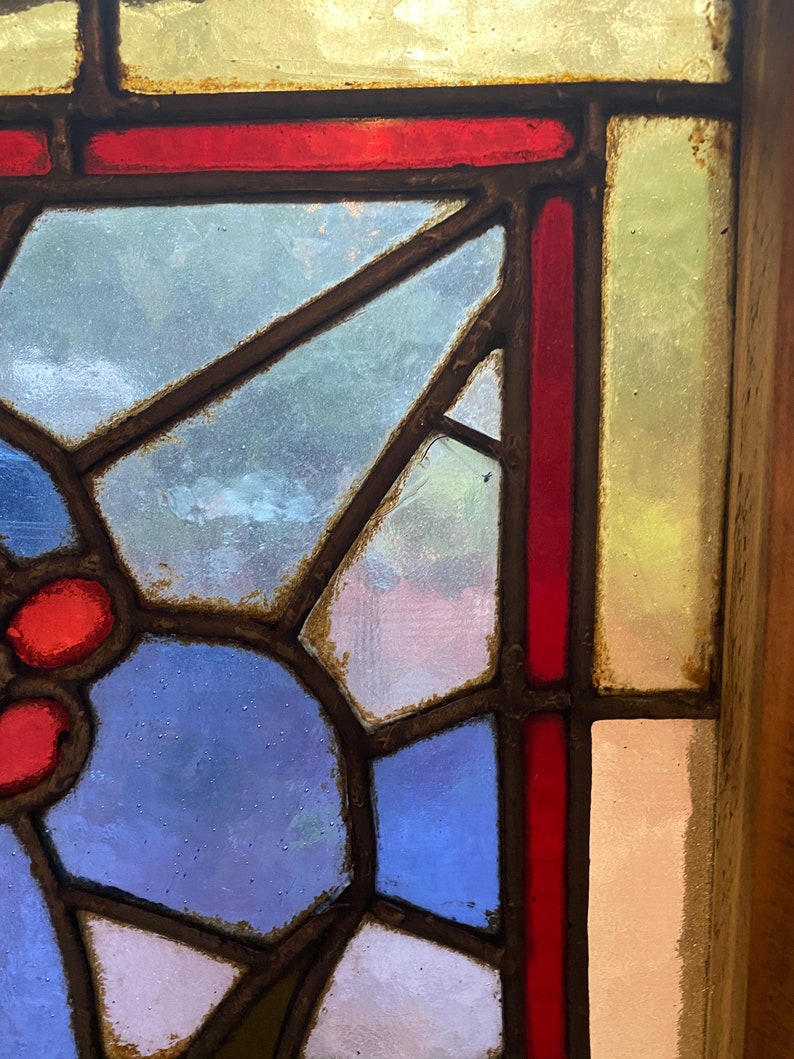 Antique Floral Stained Glass Window Etsy