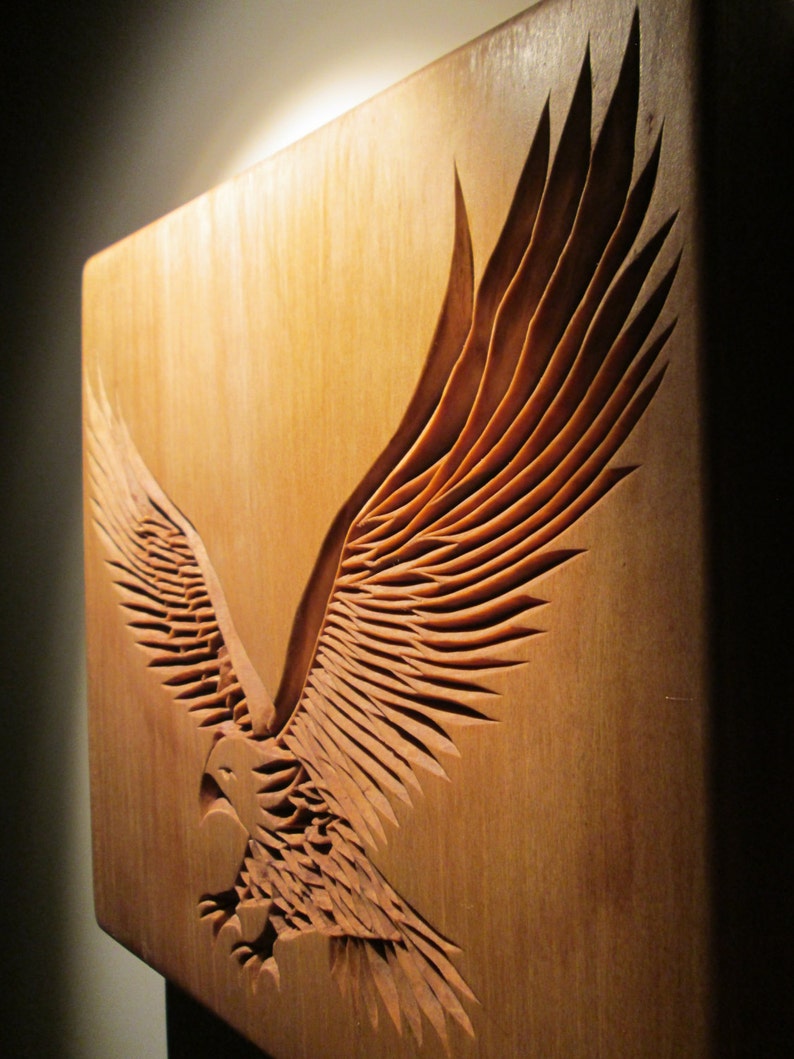 Eagle carved eagle chip carving wood carving wooden Etsy